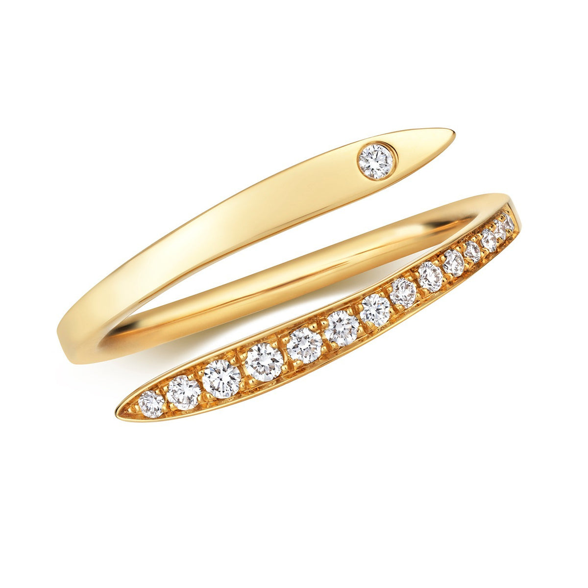 15 Natural Diamond Crossover Ring 18ct Yellow Gold Hallmarked Sizes J - Q