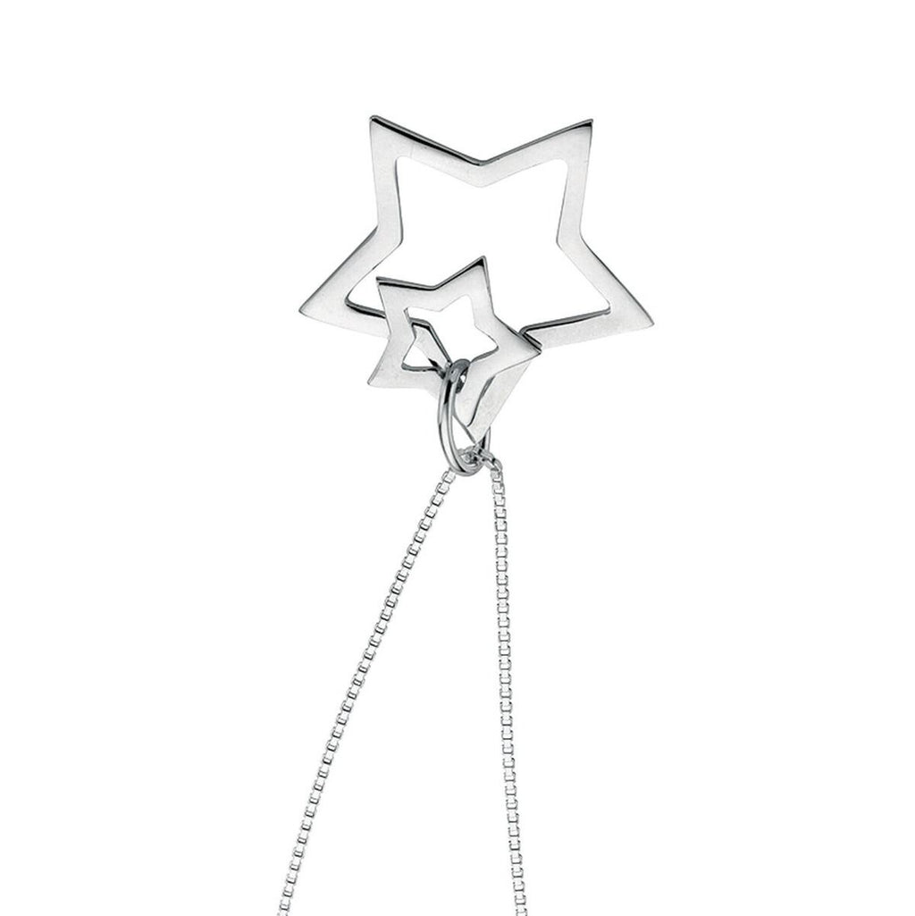 Double Star Necklace Sterling Silver 925 Hallmarked British Made Brand New Boxed