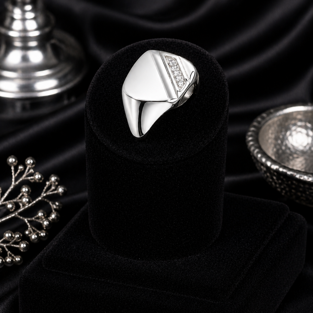 Men's Sterling Silver Signet Ring Engagement Gents 925 Hallmark Sizes R - Z