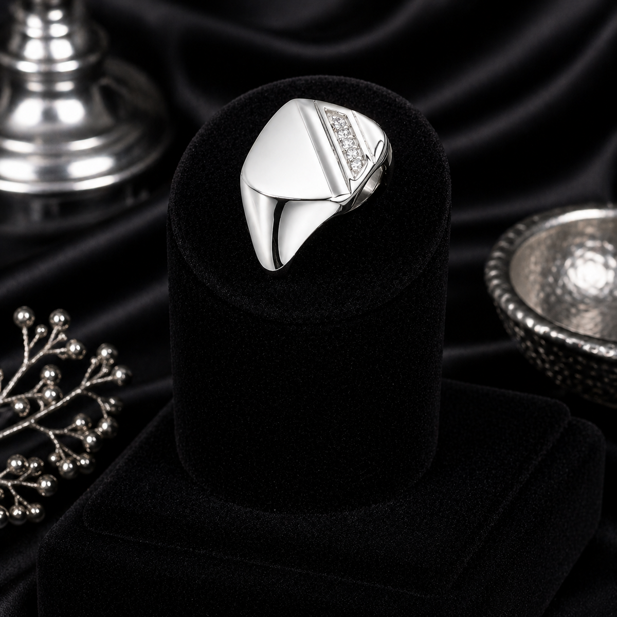Men's Sterling Silver Signet Ring Engagement Gents 925 Hallmark Sizes R - Z