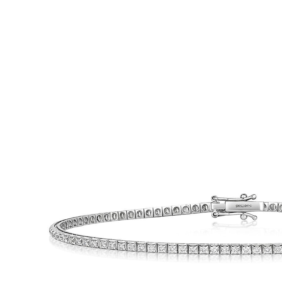 Natural Diamond 18ct White Gold Tennis Bracelet 375 Hallmarked British Made