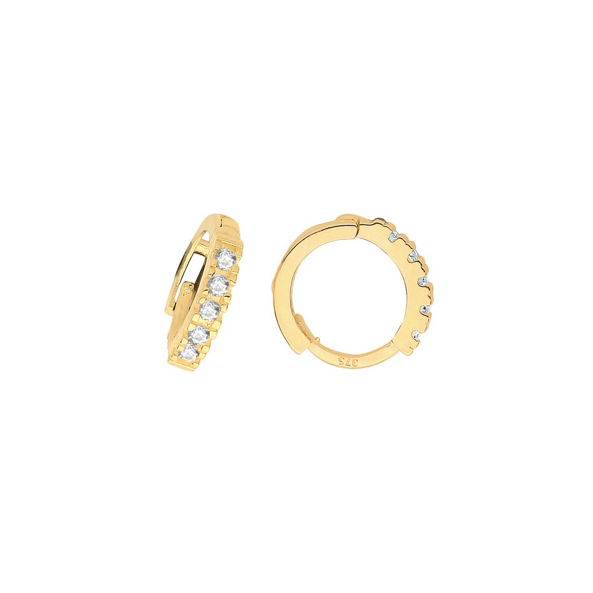 9ct Yellow Gold 5 Stone Hoop Earrings British Made 375 Hallmark Brand New Boxed