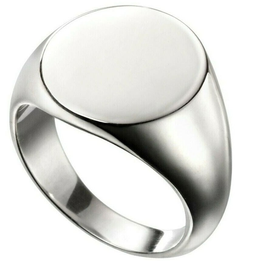 Gents Silver Signet Ring Oval Sterling Silver Hallmarked Sizes Q - Z