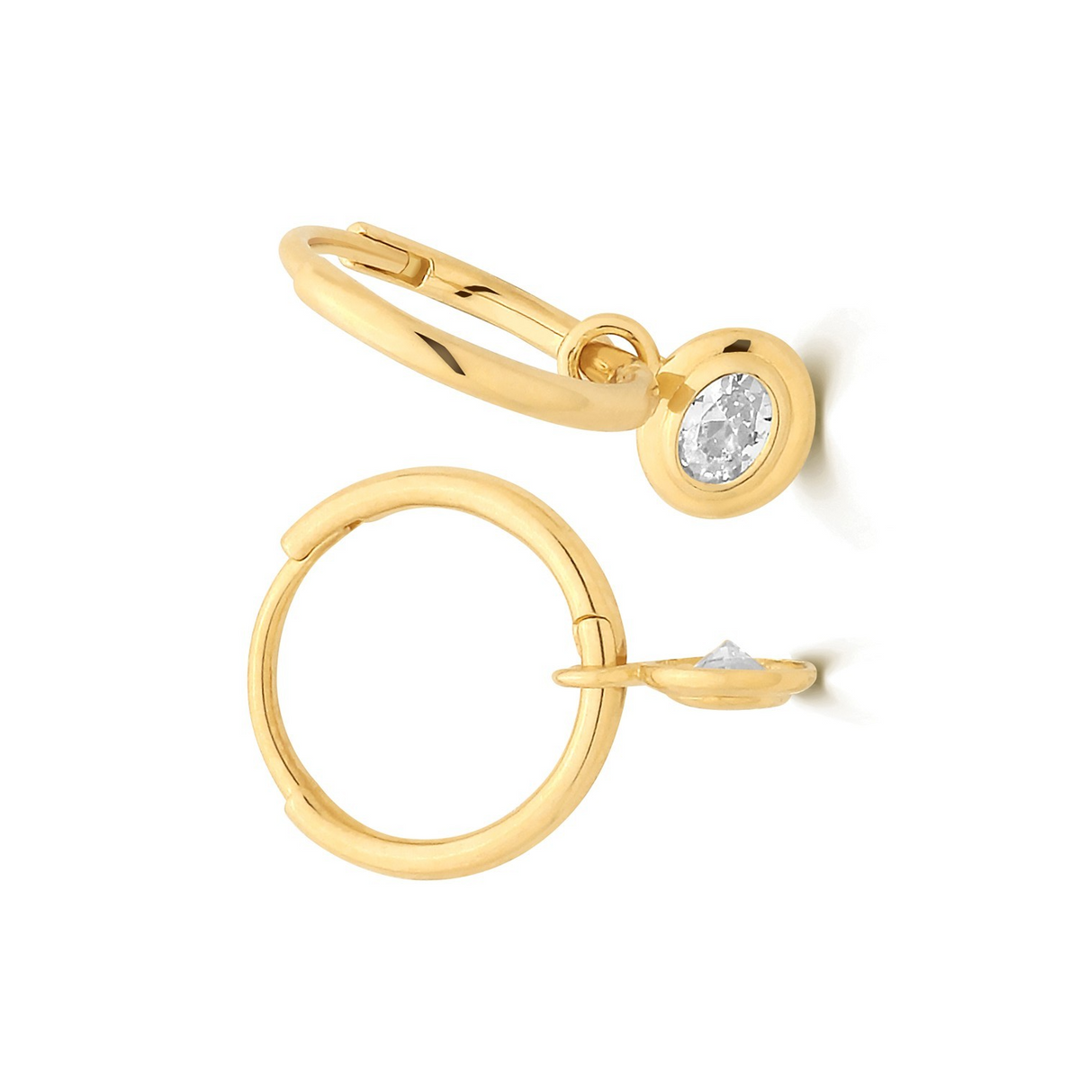 8mm 9ct Yellow Gold Charm Hoop Earrings British Made 375 Hallmarked Brand New
