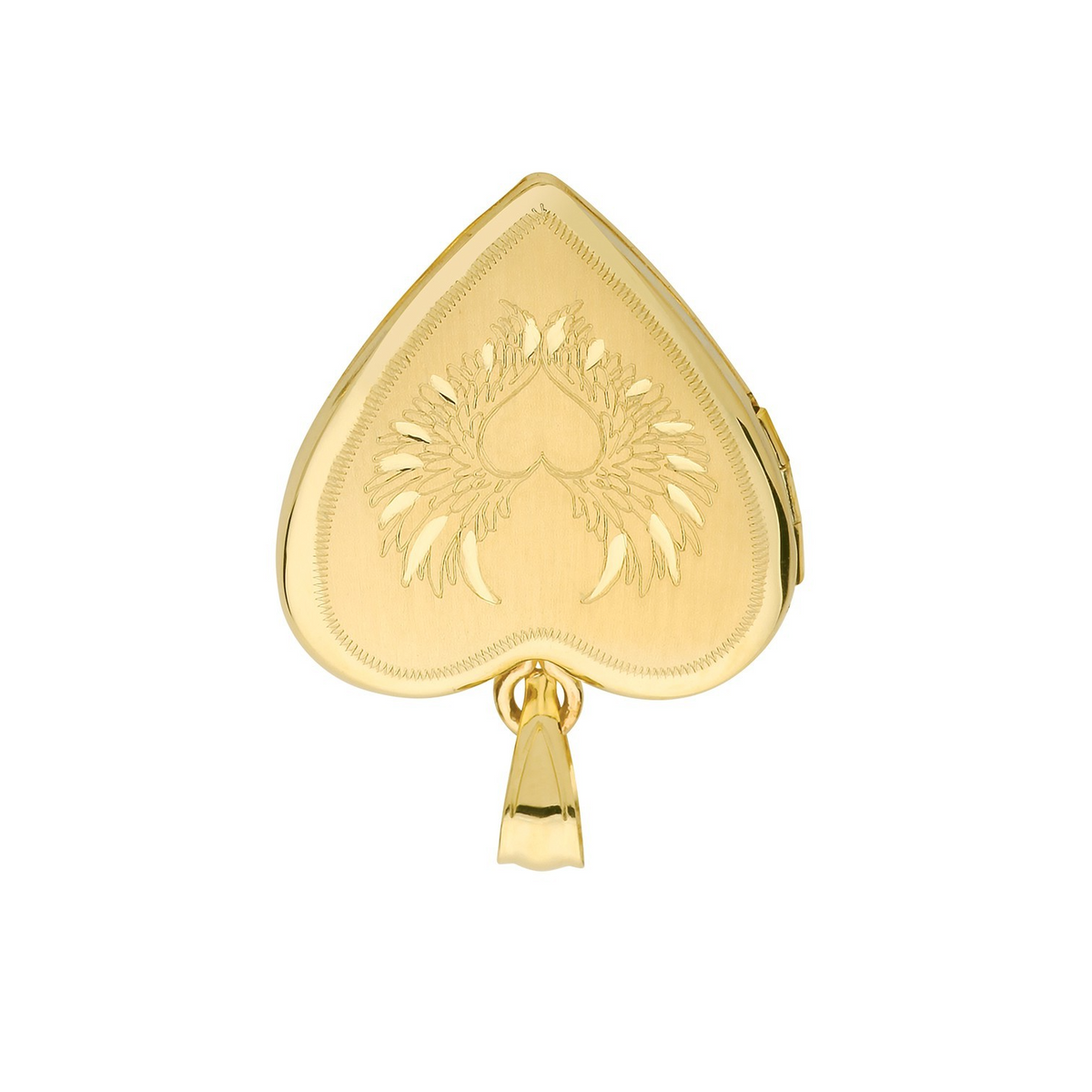 Wing Heart 9ct Yellow Gold Locket 375 Hallmarked All Chain Lengths