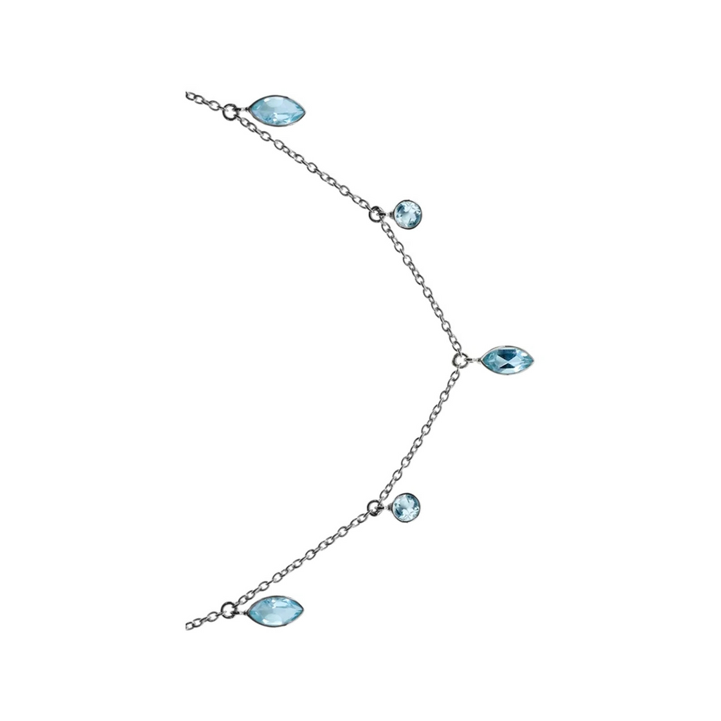 Marquise Blue Topaz Necklace Sterling Silver 925 Hallmarked British Made