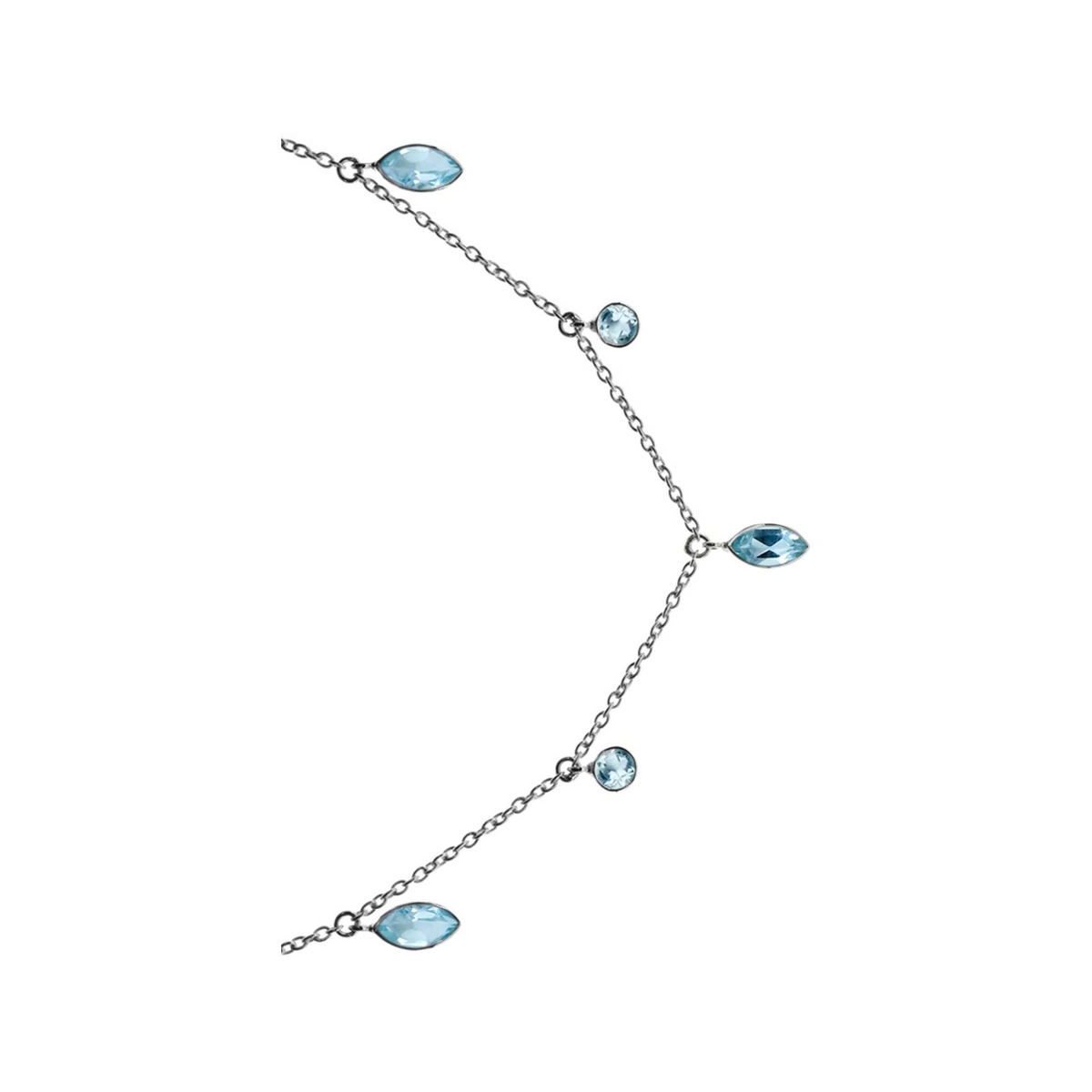 Marquise Blue Topaz Necklace Sterling Silver 925 Hallmarked British Made