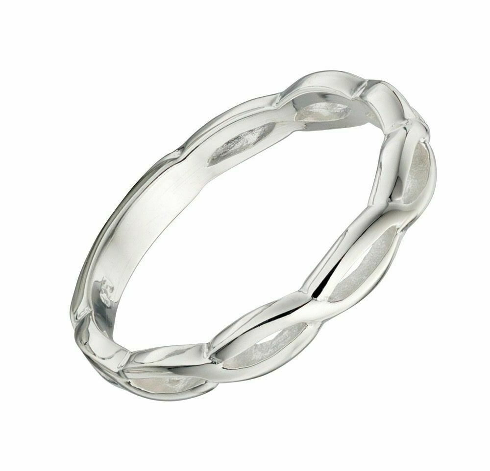 Sterling Silver Twist Ring 925 Hallmarked Size K - S British Made Brand New