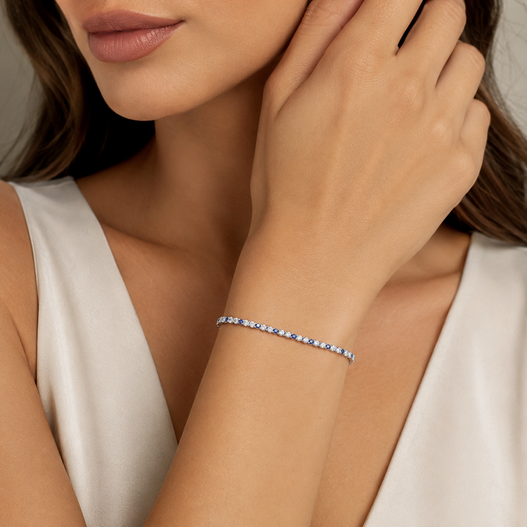 Natural Sapphire Tennis Bracelet Sterling Silver 925 Hallmarked Brand New Boxed