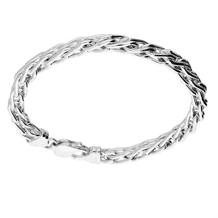 Gents Solid Sterling Silver Woven Vine Chain Bracelet 925 Hallmarked
