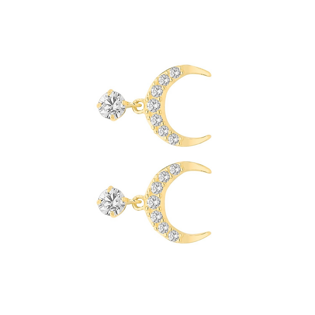 8 Stone Moon Drop Earrings 9ct Yellow Gold 375 Hallmarked Brand New