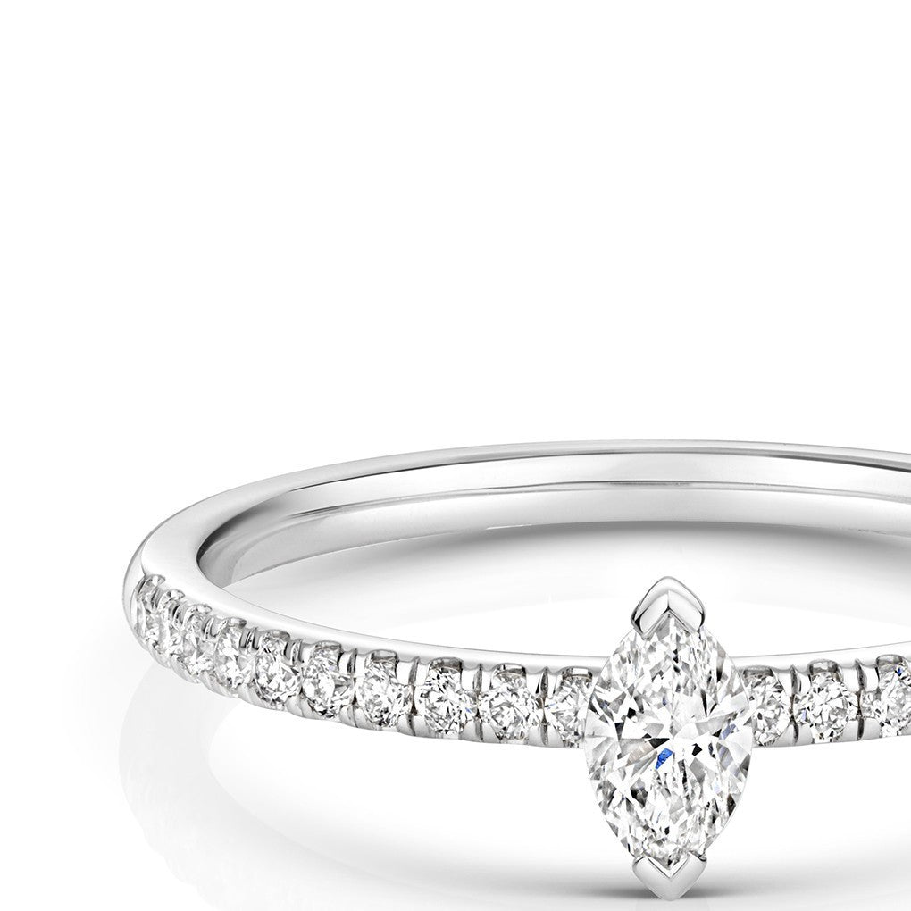 21 Natural Diamond Marquise Cut Ring 18ct White Gold Hallmarked Sizes K - N