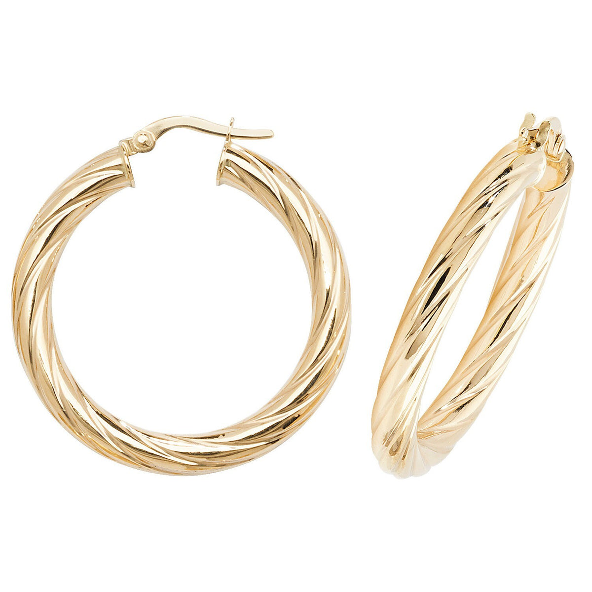 9ct Yellow Gold Woven Hoop Earrings 375 Hallmarked 10mm - 60mm Diameter