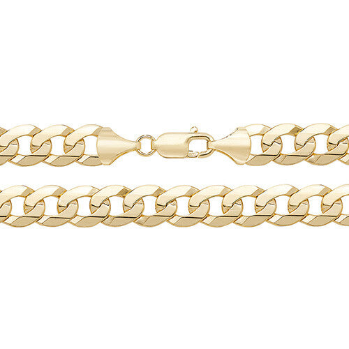 Yellow Gold Flat Bevelled Curb Chain British Made Hallmarked 20" Weight 51g