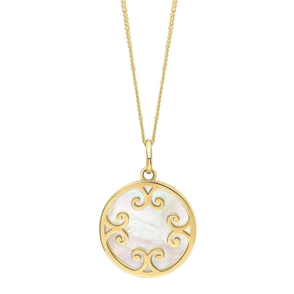 9ct Yellow Gold Mother Of Pearl Pendant 375 Hallmarked British Made Brand New