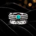 Turquoise Triple Band Spinner Ring Sterling Silver 925 Hallmarked Size K - T