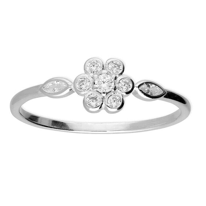 Floral Cluster Ring Sterling Silver 925 Hallmarked British Made Size L - Q