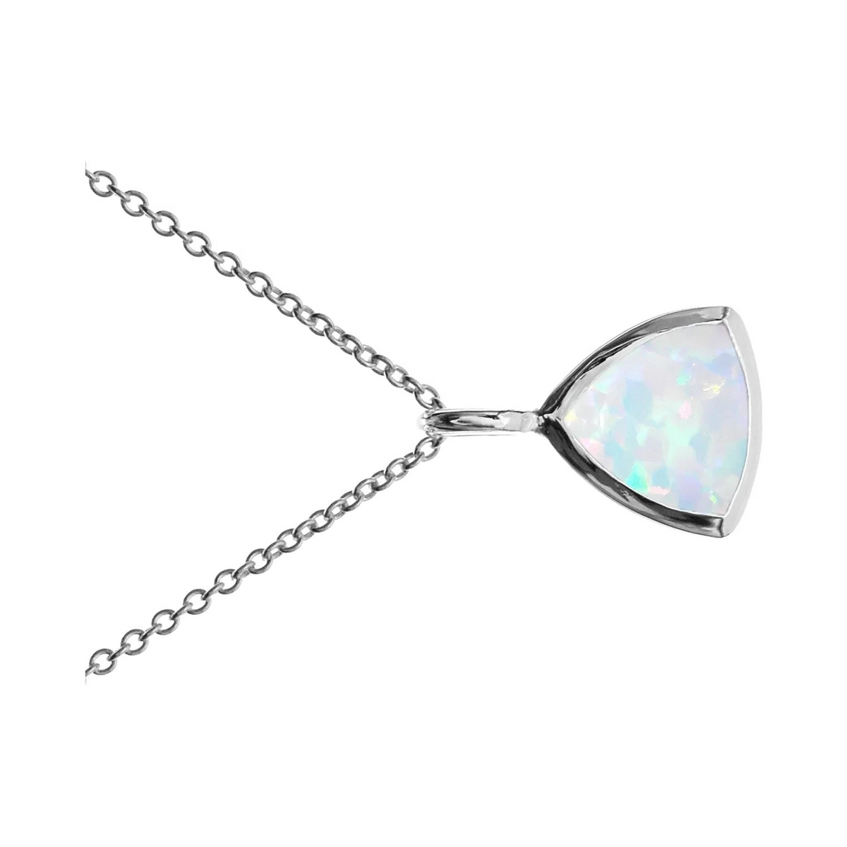 Trillion Cut Opal Necklace Solid Sterling Silver 925 Hallmarked British Made