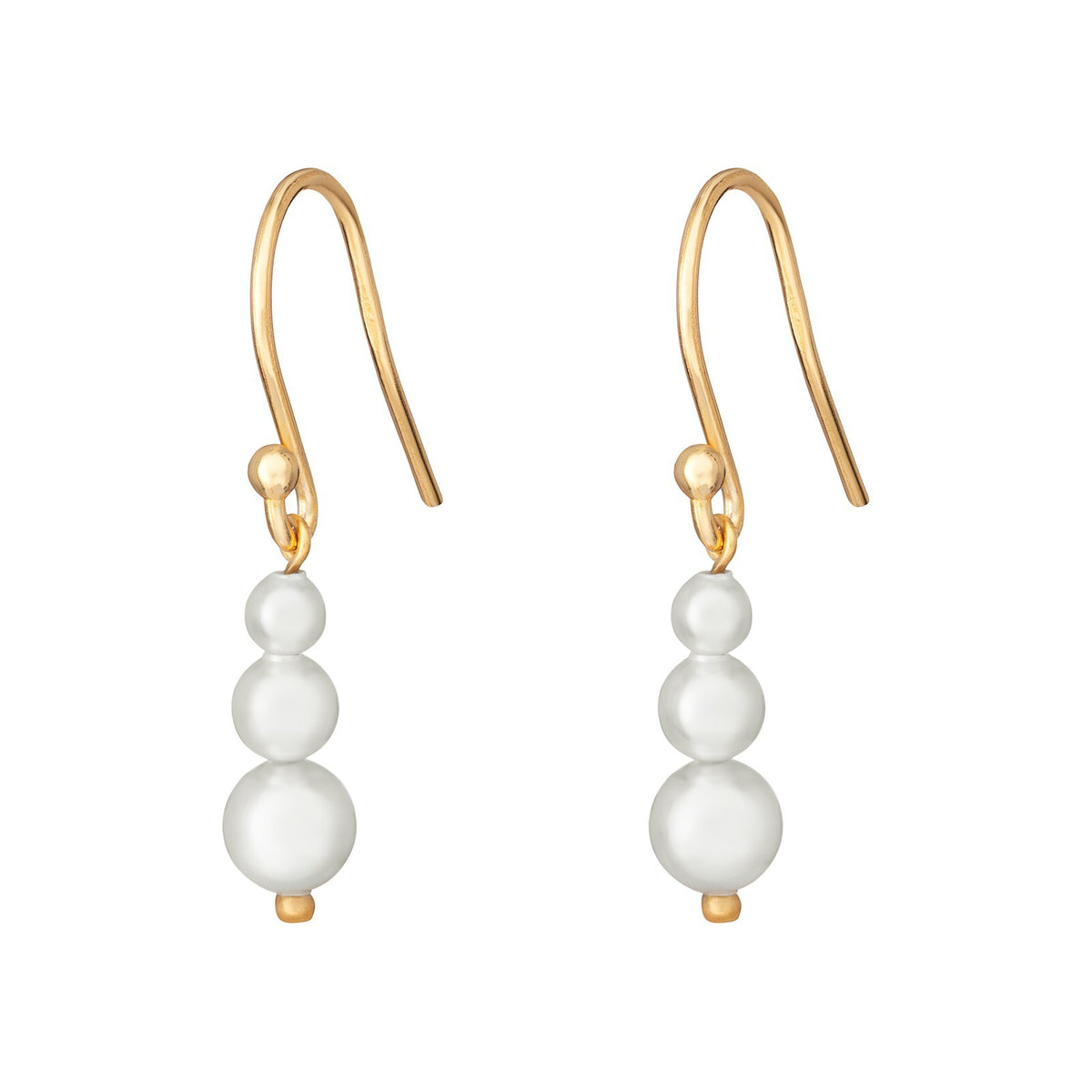 Trio Freshwater Pearl Drop Earrings 9ct Yellow Gold Plated Hallmarked Brand New