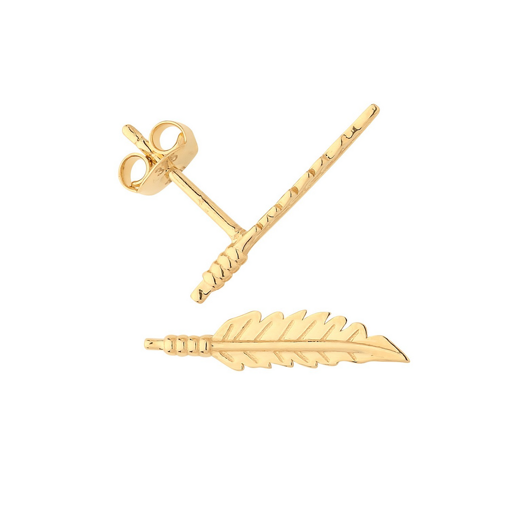 Statement Leaf Stud Earrings 9ct Yellow Gold 375 Hallmarked Brand New Boxed