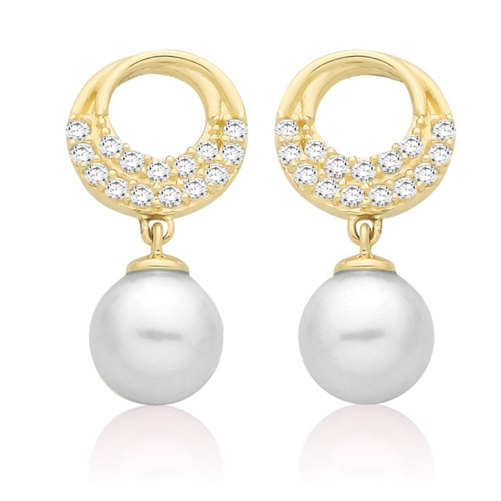 Pearl Statement Drop Earrings 9ct Yellow Gold 375 Hallmarked Brand New