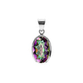 Flush Oval Topaz Pendant Sterling Silver 925 Hallmarked All Chain Lengths