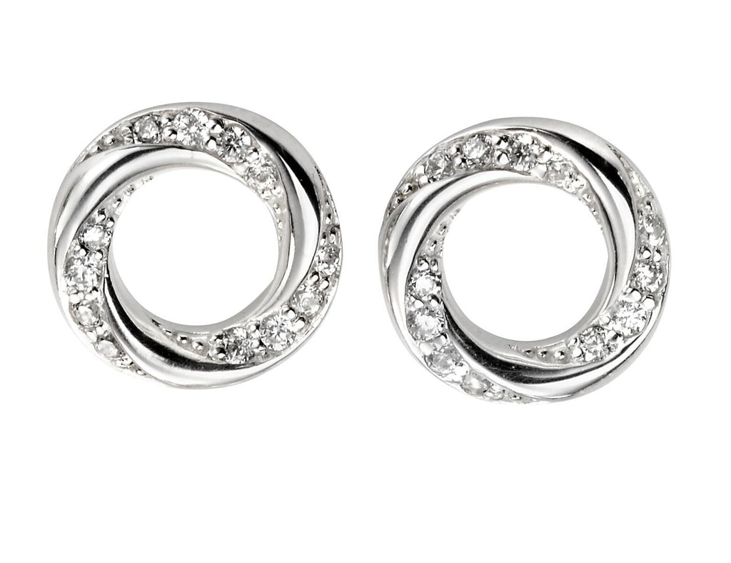 Twisted Circle Stud Earrings Sterling Silver 925 Hallmarked Brand New Boxed