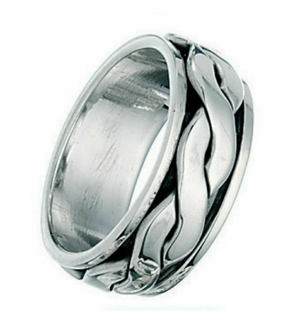 Sterling Silver Gents Ring Motion Celtic Band Design Hallmarked Size P - Z