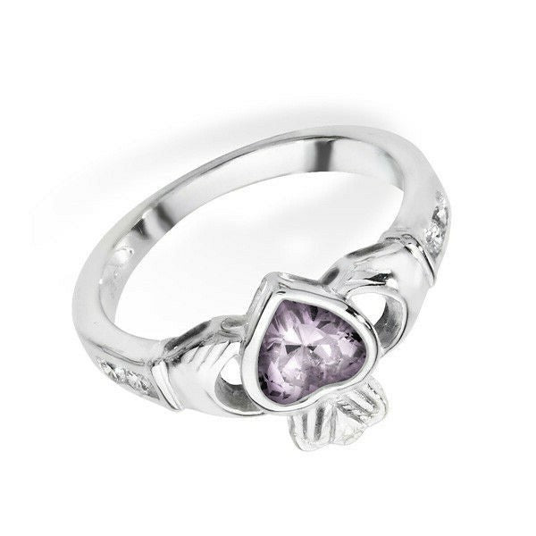 Sterling Silver Alexandrite Ring Claddagh June Stone 925 Hallmarked Size J - R