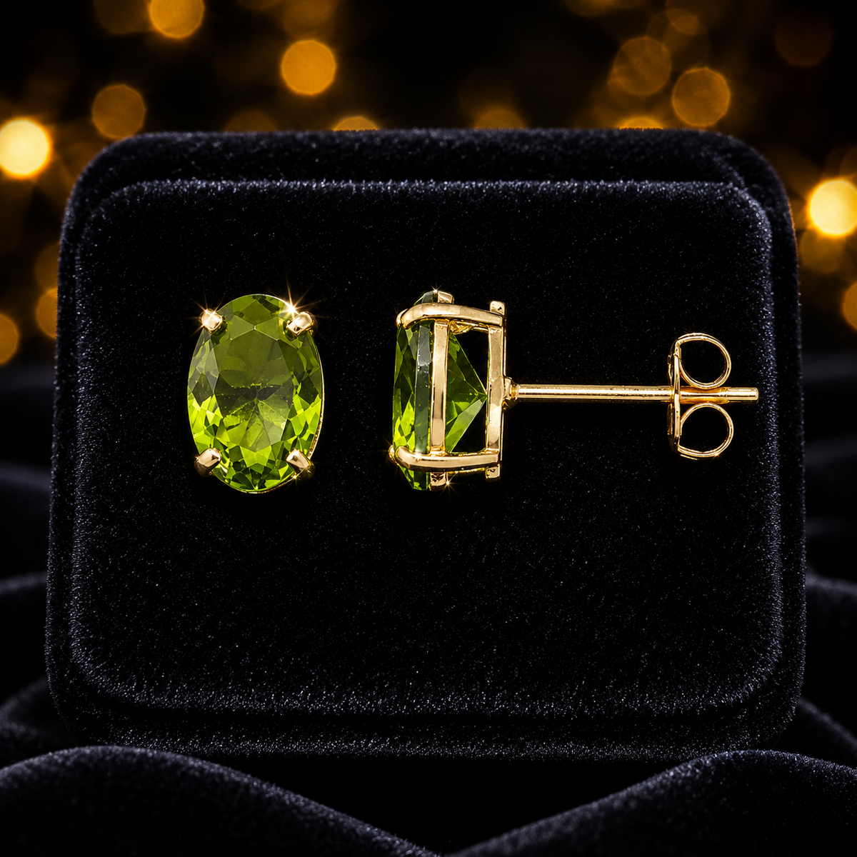 Yellow Gold Peridot Earrings Solitaire Natural Stone 375 9 Carat New Boxed