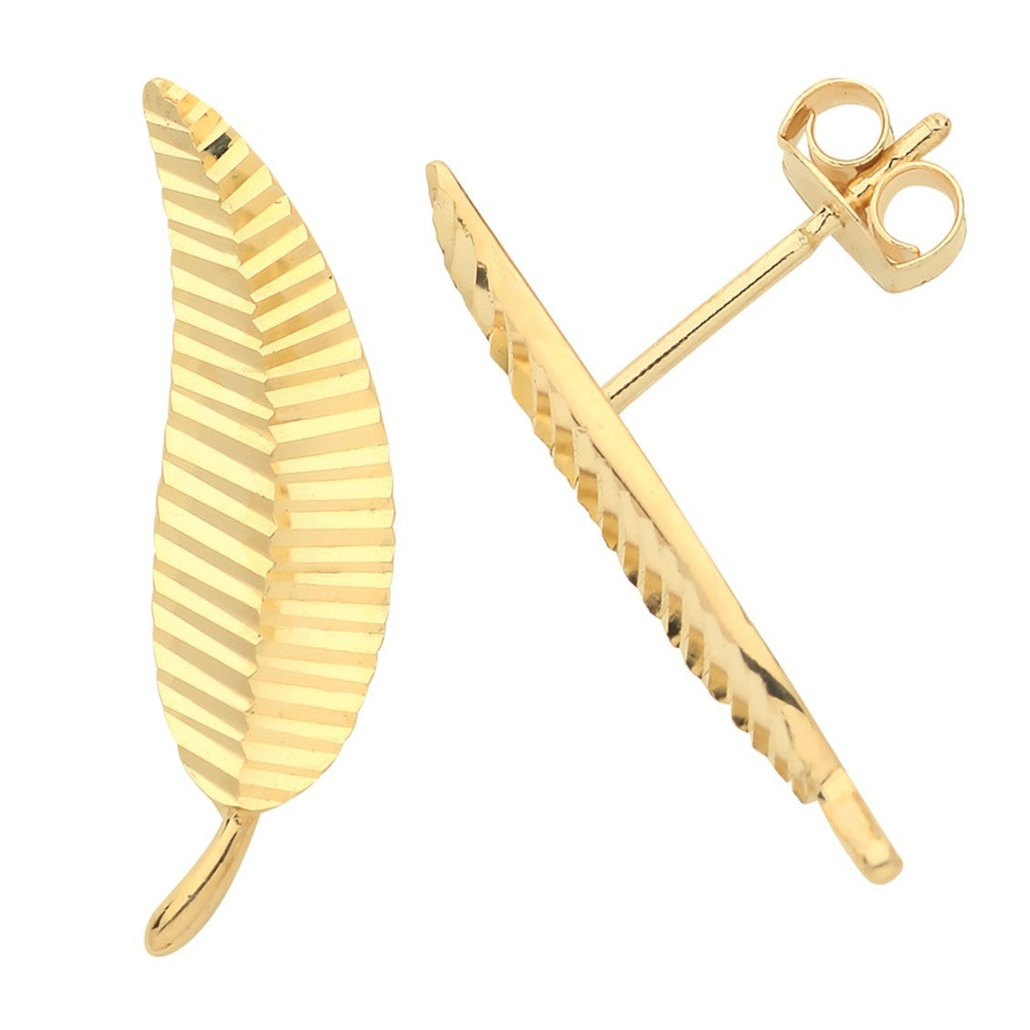 Climber Leaf Stud Earrings 9ct Yellow Gold 375 Hallmarked Brand New Boxed