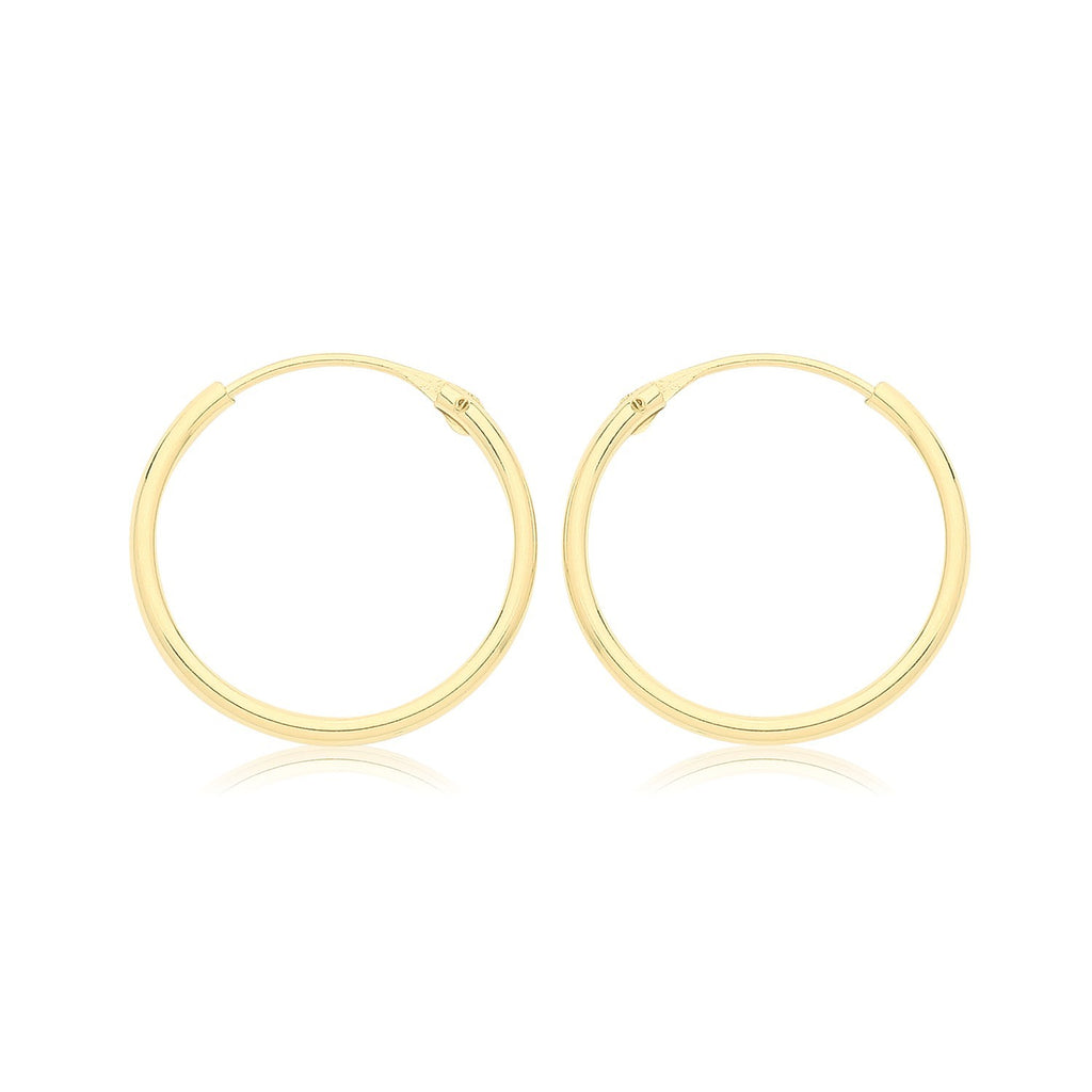 9ct Yellow Gold Sleeper Hoop Earrings 375 Hallmarked 8mm - 12mm Diameter