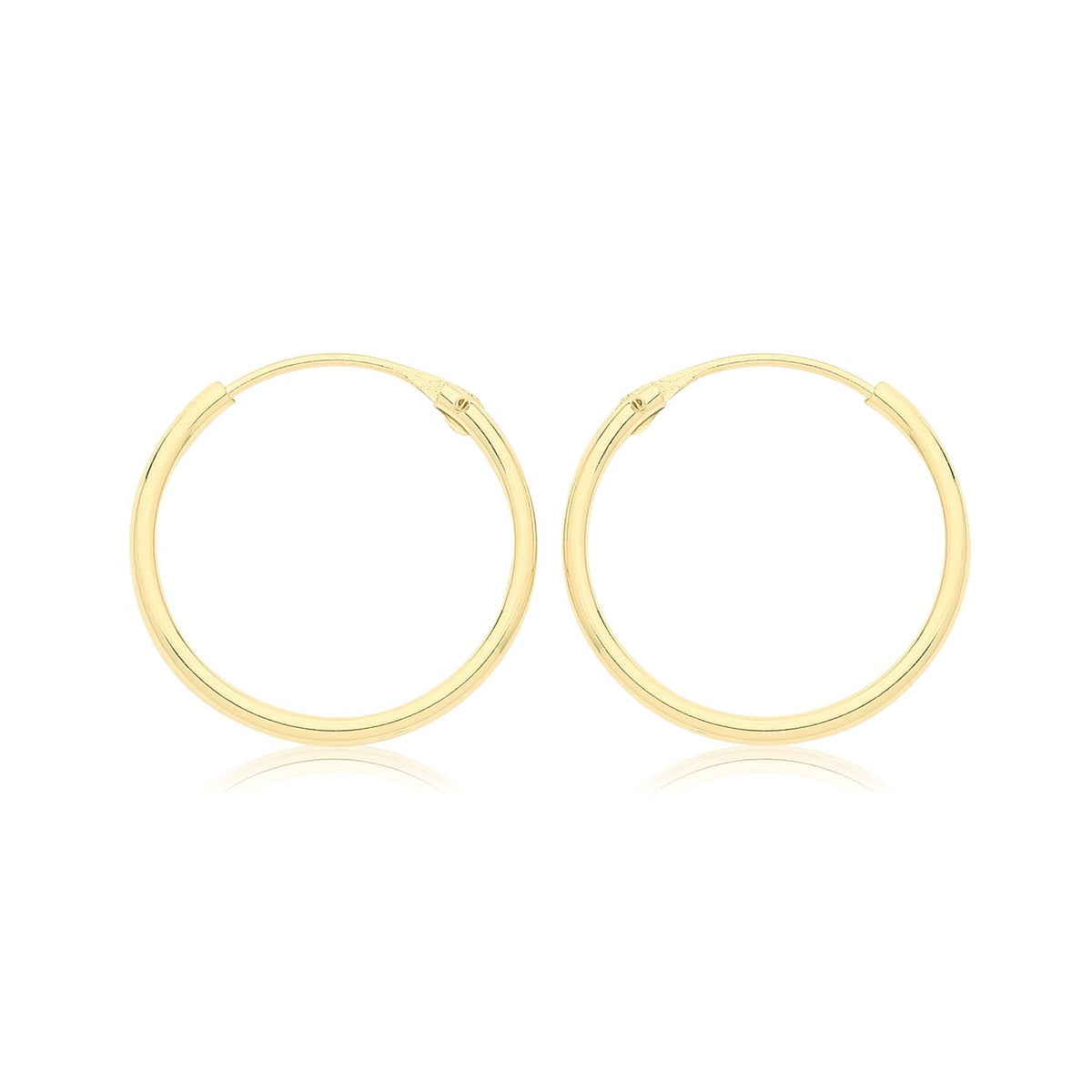 9ct Yellow Gold Sleeper Hoop Earrings 375 Hallmarked 8mm - 12mm Diameter