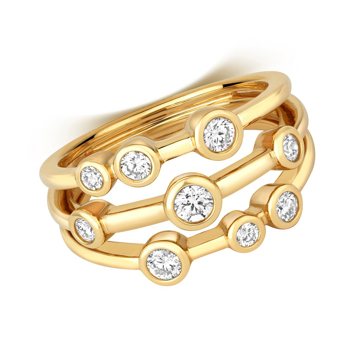 9 Natural Diamond Flush Rubover Ring 18ct Yellow Gold Hallmarked Sizes J - Q