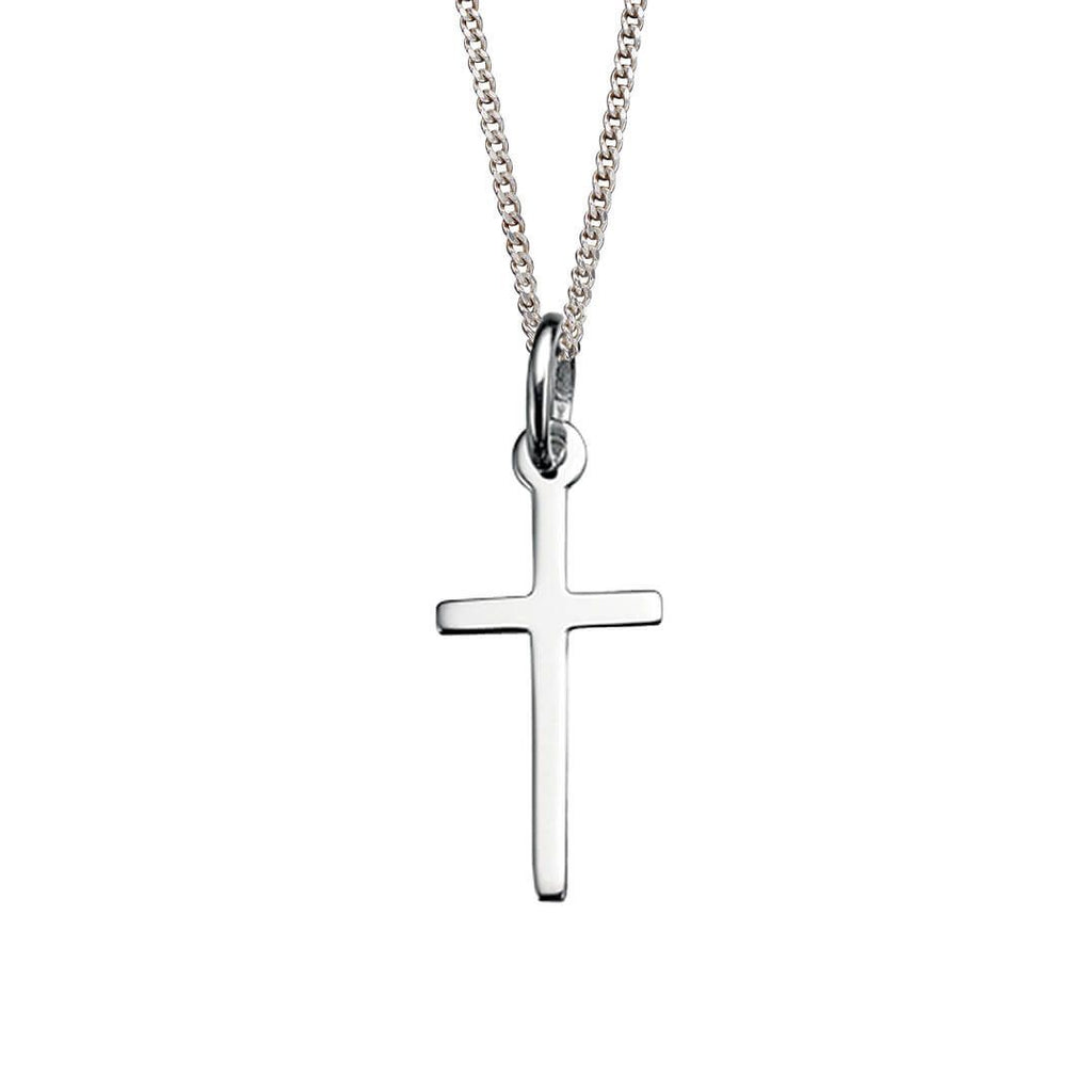 Plain Cross Pendant Sterling Silver Hallmarked British Made All Chain Lengths