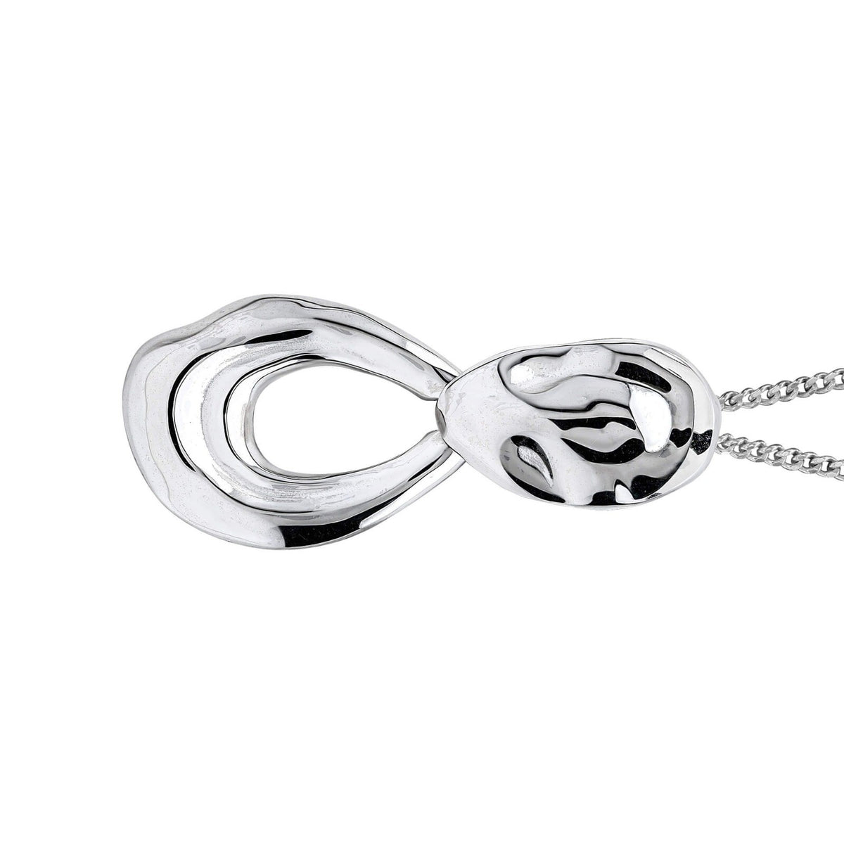 Molten Oval Pendant Sterling Silver 925 Hallmark All Chain Lengths British Made
