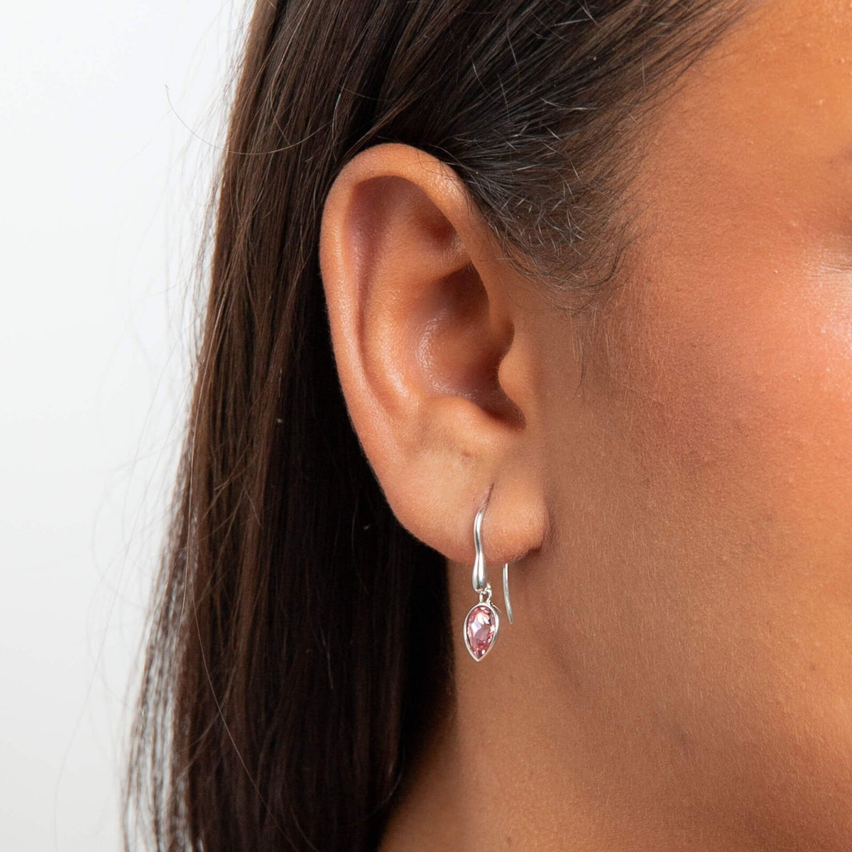 Crystal Pear Drop Earrings Sterling Silver 925 Hallmark British Made Brand New