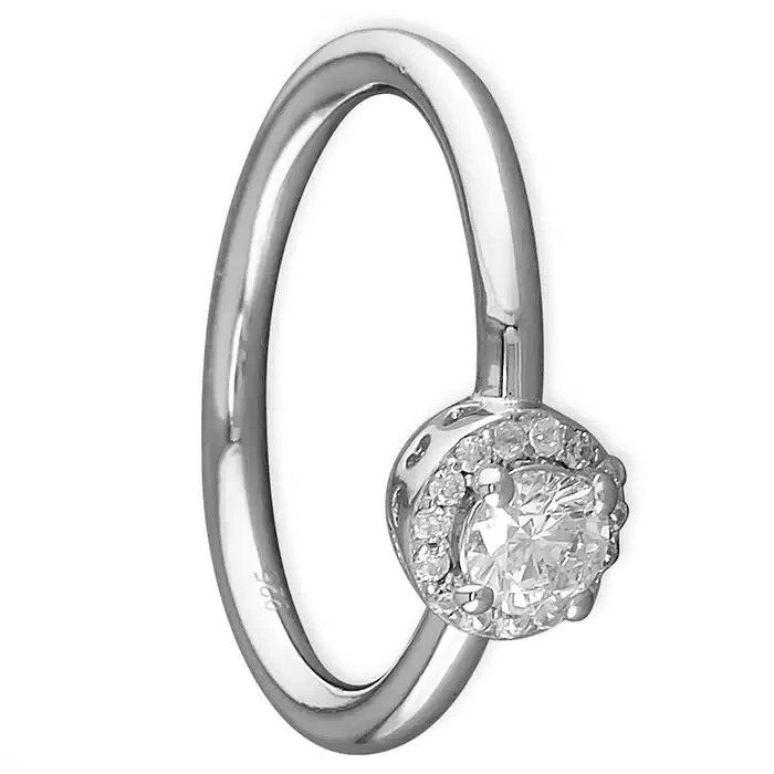 Micro Set Halo Ring Sterling Silver 925 Hallmarked British Made Size J - R
