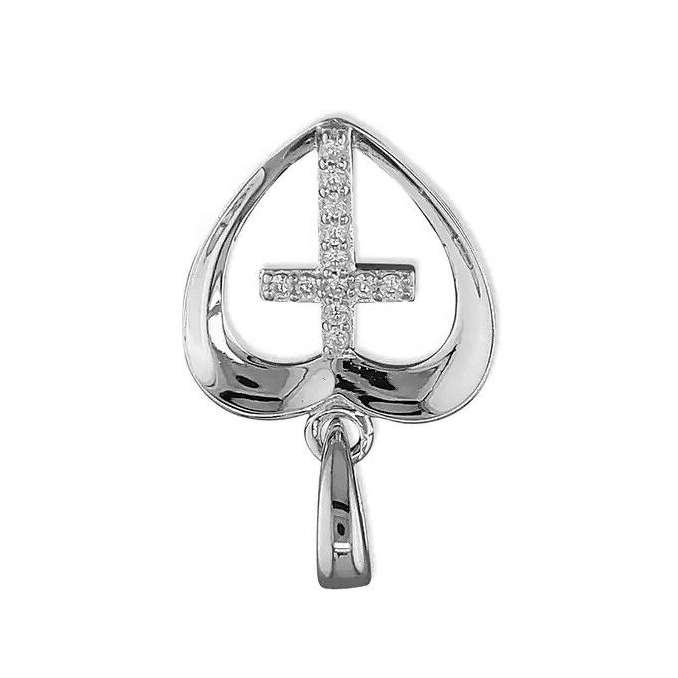 Heart Zircon Cross Sterling Silver 925 Hallmarked All Chain Lengths Brand New