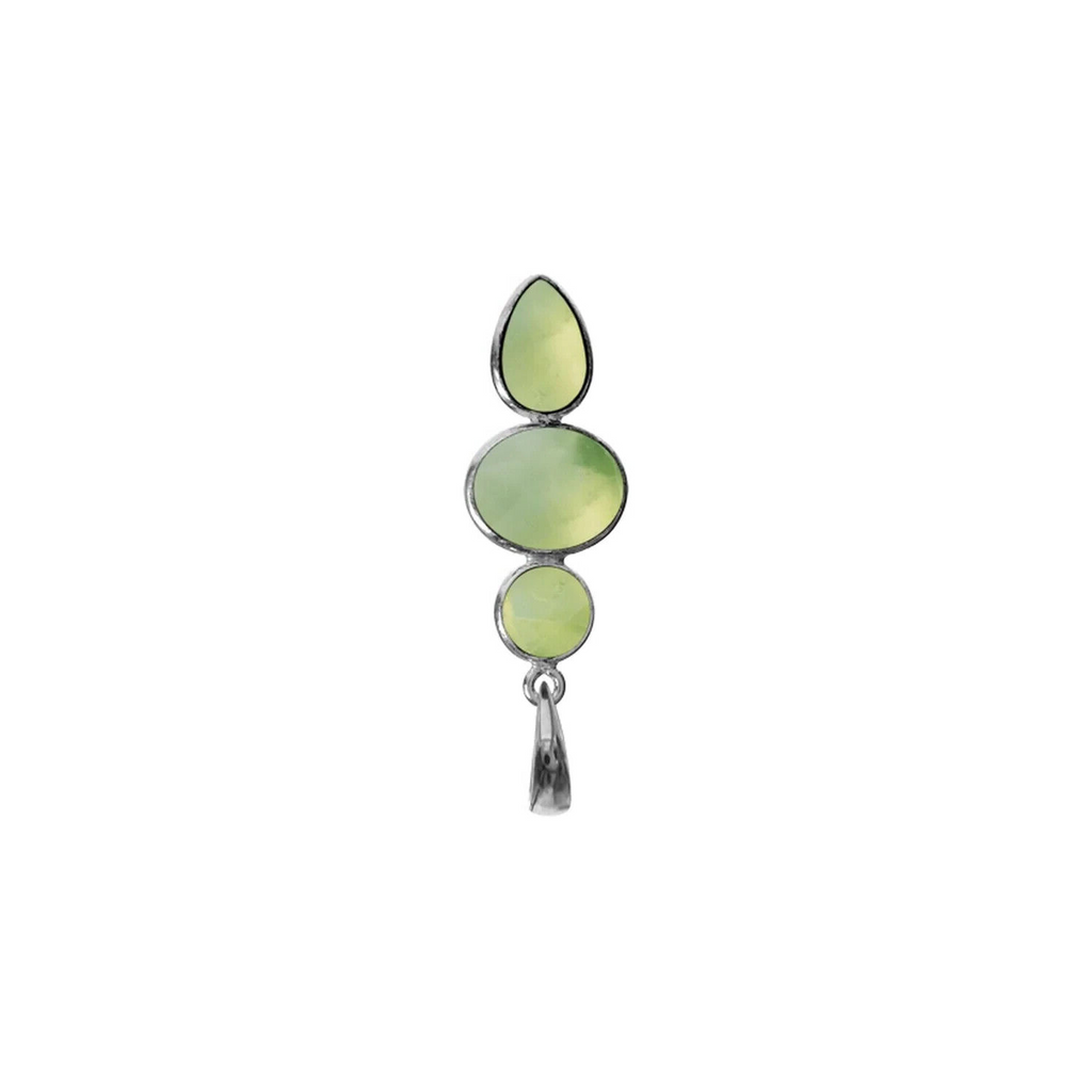 Mixed Shape Prehnite Pendant Sterling Silver 925 Hallmarked  All Chain Lengths