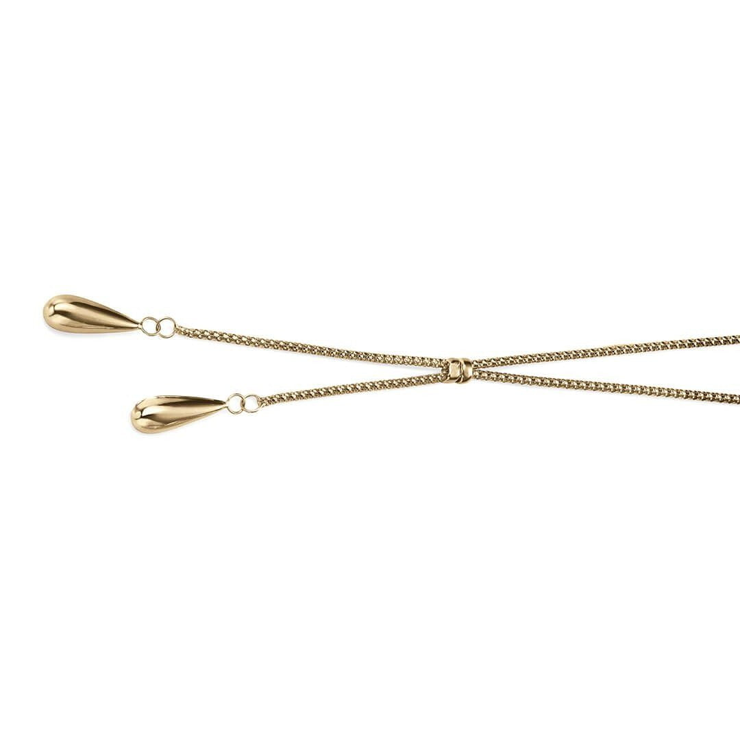 Double Teardrop Necklace 9ct Yellow Gold 375 Hallmarked British Made Brand New