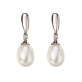 Freshwater Pearl/Diamond Drop Earrings 9ct White Gold 375 Hallmark British Made