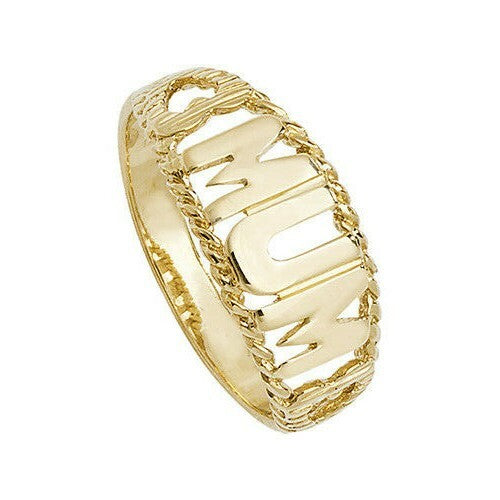 Mum Ring 9ct Yellow Gold Hallmarked Sizes M - S British Made Hallmarked