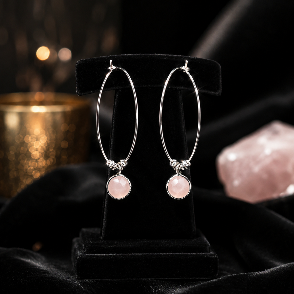 Ivy Quartz Hoop Earrings Sterling Silver 925 Hallmarked Brand New Boxed