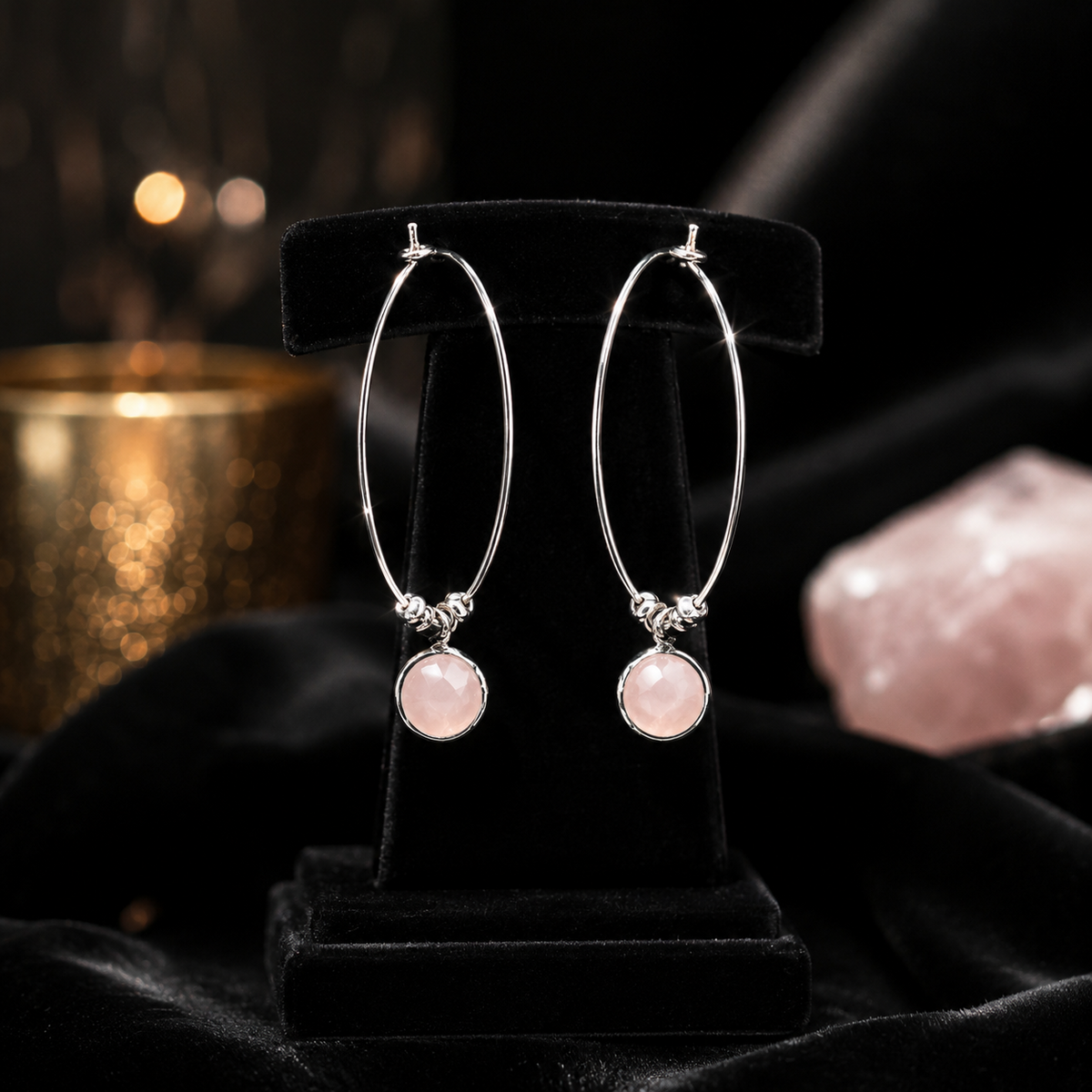 Ivy Quartz Hoop Earrings Sterling Silver 925 Hallmarked Brand New Boxed