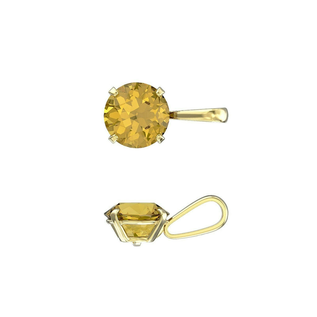 Yellow Gold Citrine Solitaire Pendant Hallmarked British Made All Chain Lengths