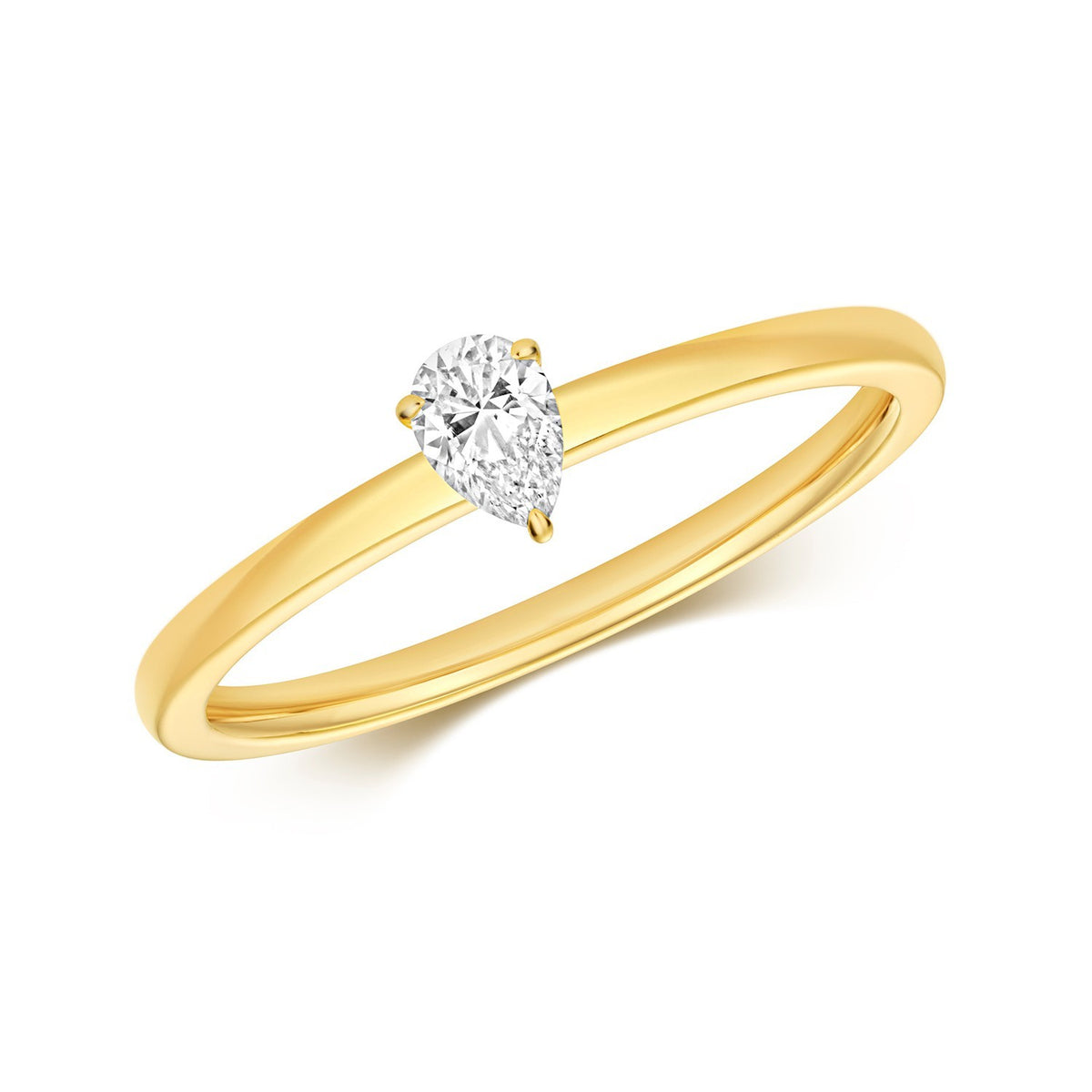 1 Natural Diamond Pear Solitaire Ring 18ct Yellow Gold Hallmarked Sizes K - N