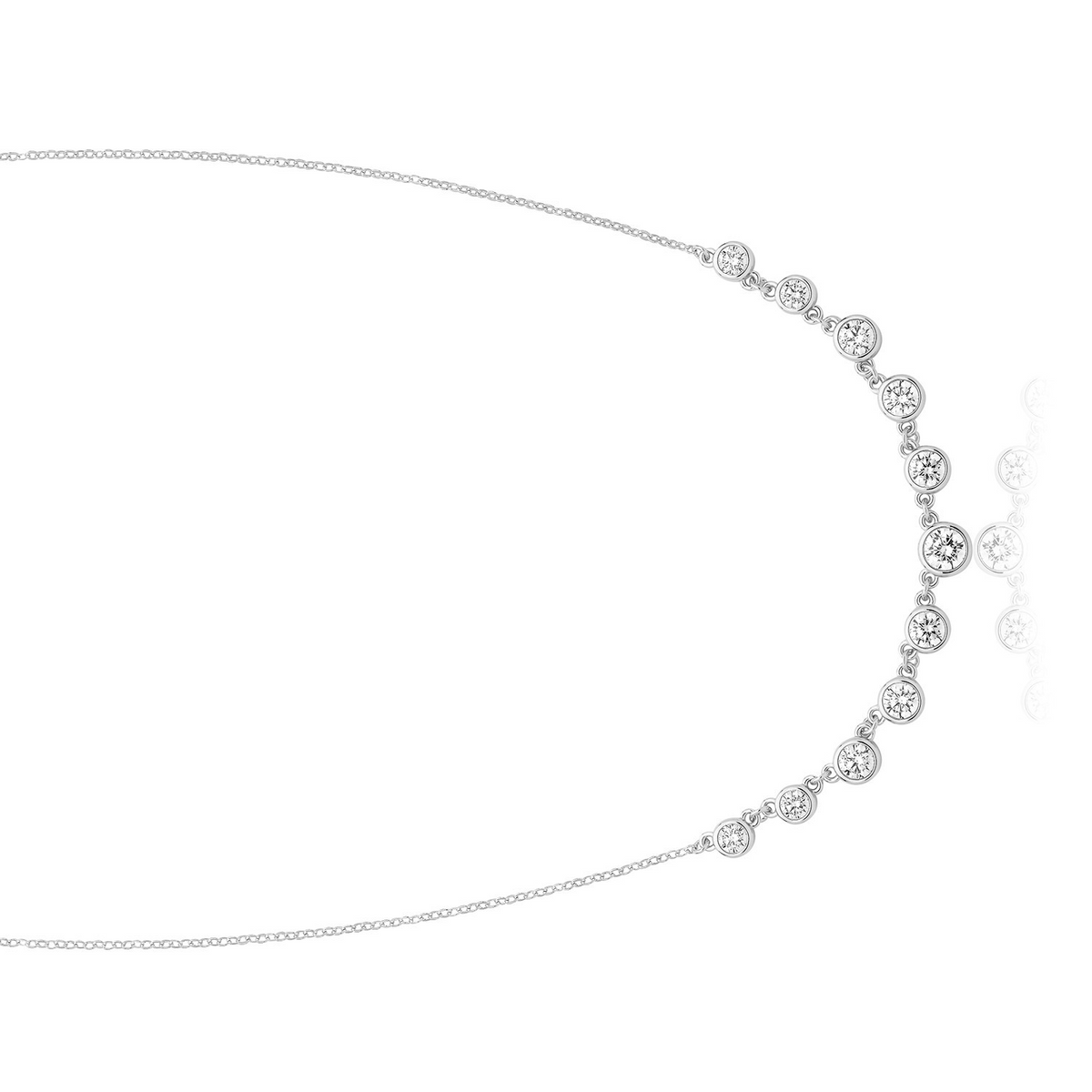 Graduated Bezel Set Necklace Sterling Silver 925 Hallmarked British Made