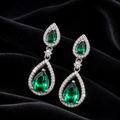 Natural Emerald Teardrop Earrings Sterling Silver 925 Hallmarked British Made