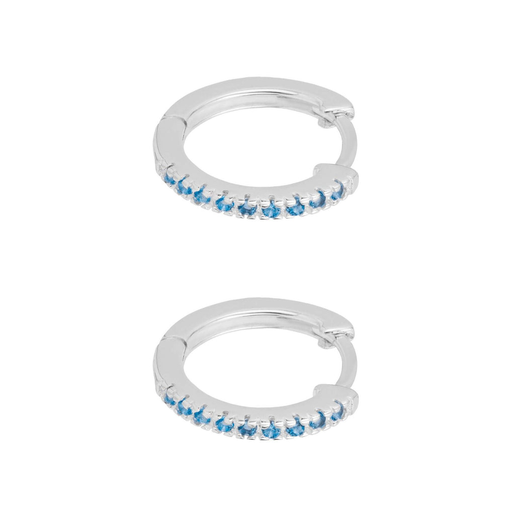 Blue Crystal Hoop Earrings Sterling Silver 925 Hallmarked Brand New Boxed